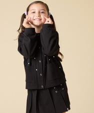 KJCJA32039 a.v.v KIDS(アー・ヴェ・ヴェ) [130-160]ハート刺繍カーディガン グレー