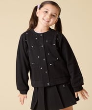 KJCJA32039 a.v.v KIDS(アー・ヴェ・ヴェ) [130-160]ハート刺繍カーディガン グレー