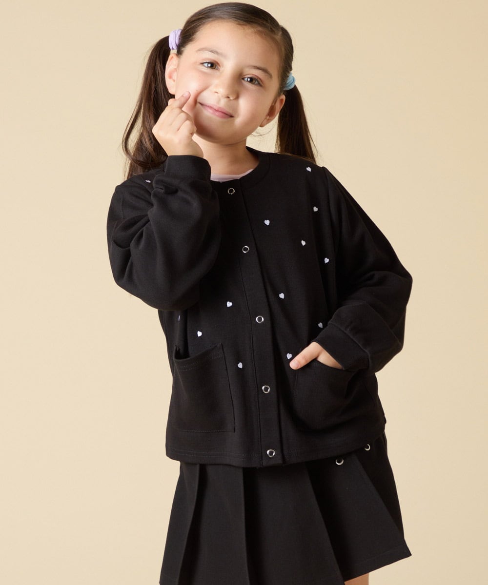 KJCJA32039 a.v.v KIDS(アー・ヴェ・ヴェ) [130-160]ハート刺繍カーディガン グレー