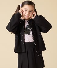 KJCJA32039 a.v.v KIDS(アー・ヴェ・ヴェ) [130-160]ハート刺繍カーディガン グレー