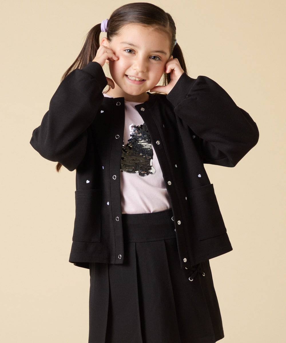 KJCJA32039 a.v.v KIDS(アー・ヴェ・ヴェ) [130-160]ハート刺繍カーディガン グレー