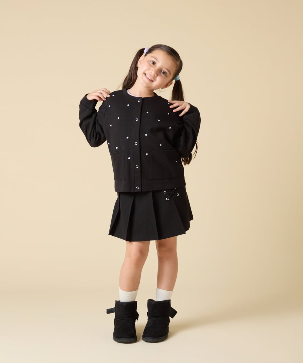 KJCJA32039 a.v.v KIDS(アー・ヴェ・ヴェ) [130-160]ハート刺繍カーディガン グレー