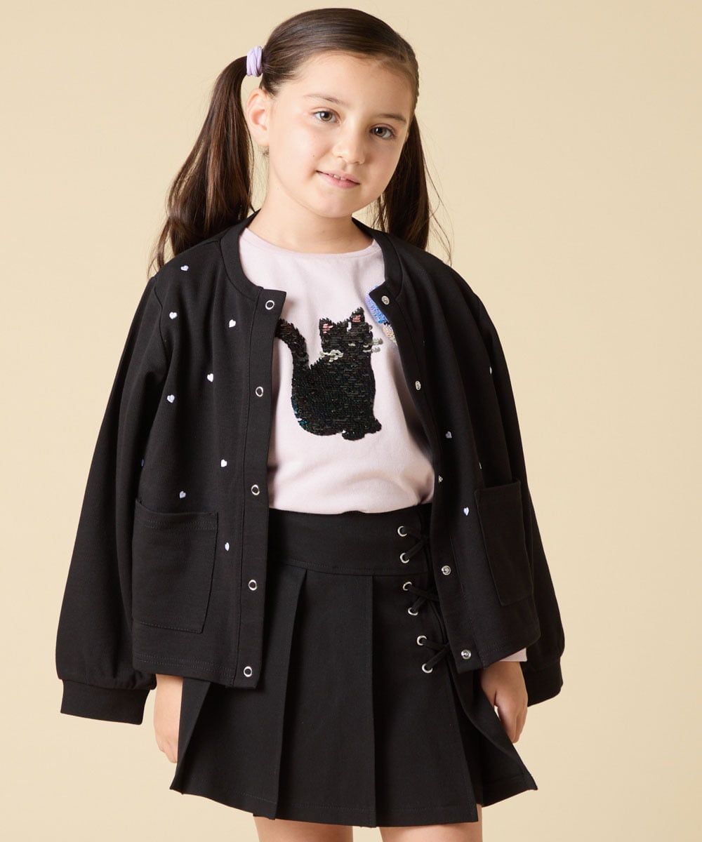 KJCJA32039 a.v.v KIDS(アー・ヴェ・ヴェ) [130-160]ハート刺繍カーディガン グレー