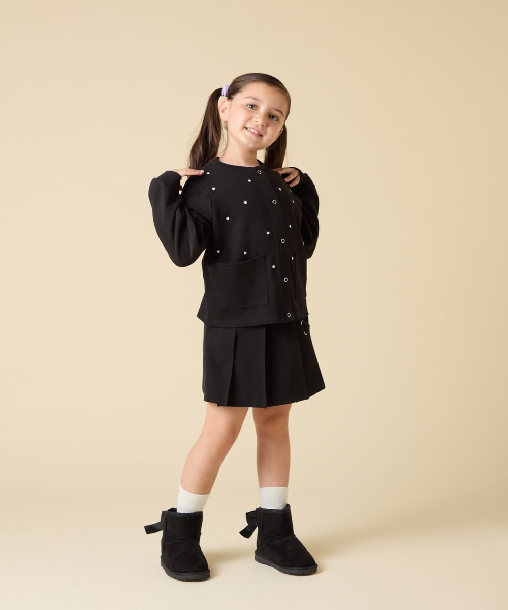 KJCJA32039 a.v.v KIDS(アー・ヴェ・ヴェ) [130-160]ハート刺繍カーディガン グレー
