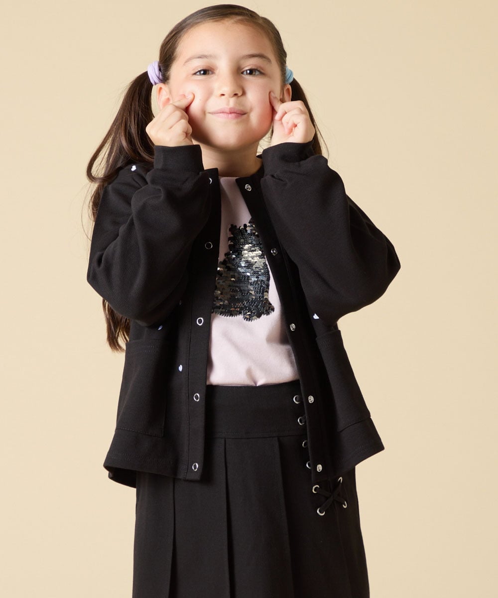 KJCJA32039 a.v.v KIDS(アー・ヴェ・ヴェ) [130-160]ハート刺繍カーディガン グレー