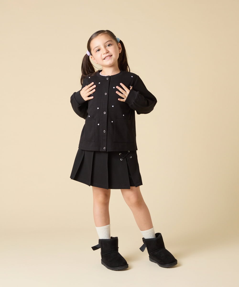 KJCJA32039 a.v.v KIDS(アー・ヴェ・ヴェ) [130-160]ハート刺繍カーディガン グレー