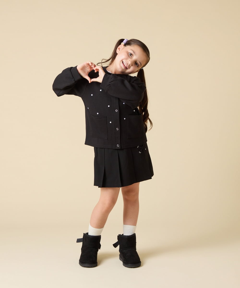 KJCJA32039 a.v.v KIDS(アー・ヴェ・ヴェ) [130-160]ハート刺繍カーディガン グレー