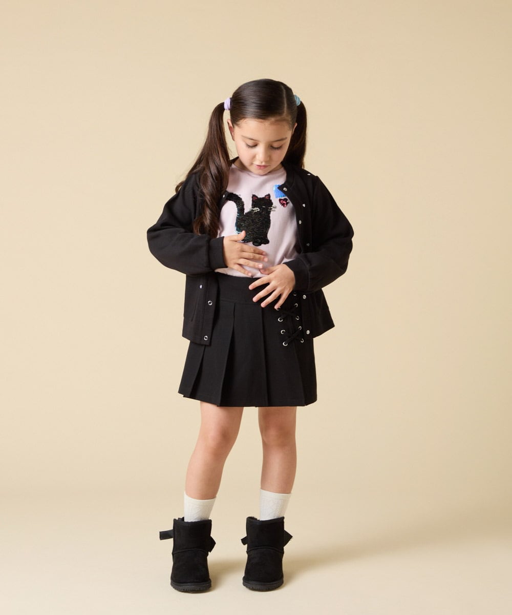KJCJA32039 a.v.v KIDS(アー・ヴェ・ヴェ) [130-160]ハート刺繍カーディガン グレー