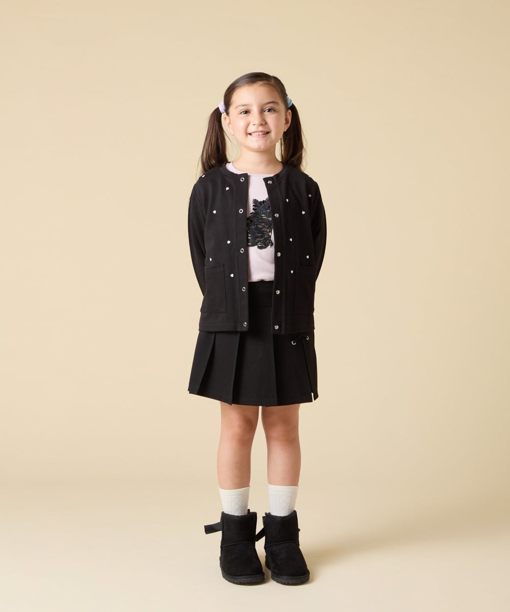 KJCJA32039 a.v.v KIDS(アー・ヴェ・ヴェ) [130-160]ハート刺繍カーディガン グレー