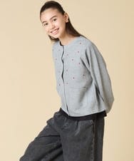 KJCJA32039 a.v.v KIDS(アー・ヴェ・ヴェ) [130-160]ハート刺繍カーディガン グレー