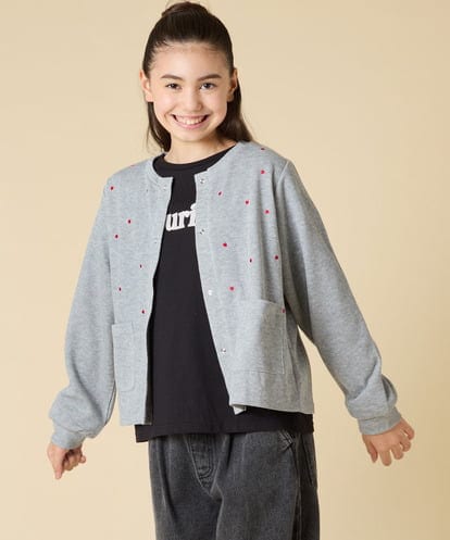 KJCJA32039 a.v.v KIDS [130-160]ハート刺繍カーディガン