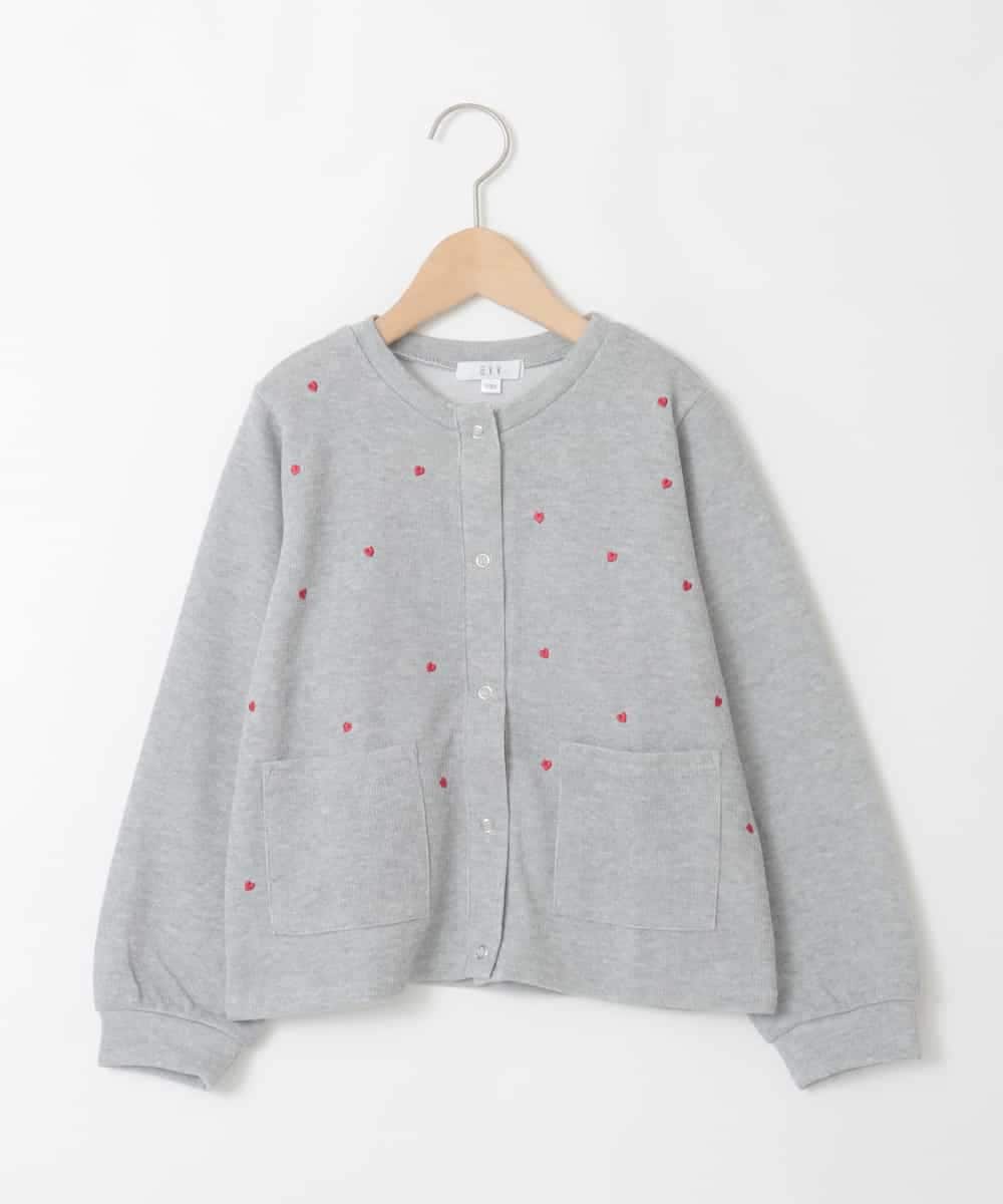 KJCJA32039 a.v.v KIDS(アー・ヴェ・ヴェ) [130-160]ハート刺繍カーディガン グレー