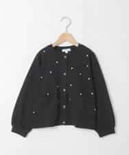 KJCJA32039 a.v.v KIDS(アー・ヴェ・ヴェ) [130-160]ハート刺繍カーディガン ブラック