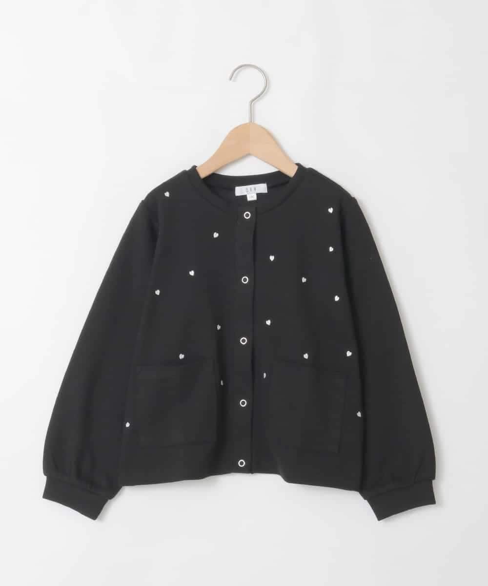 KJCJA32039 a.v.v KIDS(アー・ヴェ・ヴェ) [130-160]ハート刺繍カーディガン ブラック