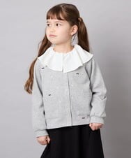 KJCJD02044 a.v.v KIDS(アー・ヴェ・ヴェ) [120-160]【洗える/イージーケア】刺繍カットソーカーディガン ライトグレー