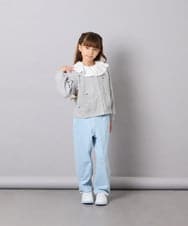 KJCJD02044 a.v.v KIDS(アー・ヴェ・ヴェ) [120-160]【洗える/イージーケア】刺繍カットソーカーディガン ライトグレー