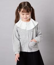 KJCJD02044 a.v.v KIDS(アー・ヴェ・ヴェ) [120-160]【洗える/イージーケア】刺繍カットソーカーディガン ライトグレー