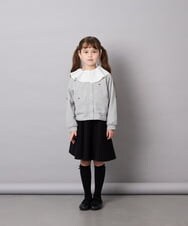 KJCJD02044 a.v.v KIDS(アー・ヴェ・ヴェ) [120-160]【洗える/イージーケア】刺繍カットソーカーディガン ライトグレー