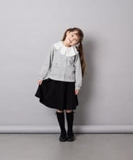 KJCJD02044 a.v.v KIDS(アー・ヴェ・ヴェ) [120-160]【洗える/イージーケア】刺繍カットソーカーディガン ライトグレー