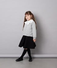 KJCJD02044 a.v.v KIDS(アー・ヴェ・ヴェ) [120-160]【洗える/イージーケア】刺繍カットソーカーディガン ライトグレー