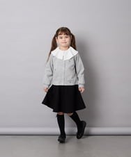 KJCJD02044 a.v.v KIDS(アー・ヴェ・ヴェ) [120-160]【洗える/イージーケア】刺繍カットソーカーディガン ライトグレー
