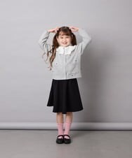 KJCJD02044 a.v.v KIDS(アー・ヴェ・ヴェ) [120-160]【洗える/イージーケア】刺繍カットソーカーディガン ライトグレー