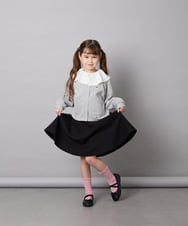 KJCJD02044 a.v.v KIDS(アー・ヴェ・ヴェ) [120-160]【洗える/イージーケア】刺繍カットソーカーディガン ライトグレー