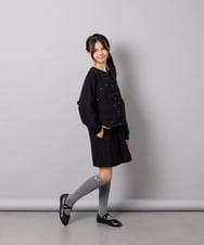 KJCJD02044 a.v.v KIDS(アー・ヴェ・ヴェ) [120-160]【洗える/イージーケア】刺繍カットソーカーディガン ブラック