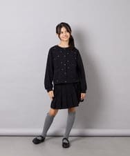 KJCJD02044 a.v.v KIDS(アー・ヴェ・ヴェ) [120-160]【洗える/イージーケア】刺繍カットソーカーディガン ブラック