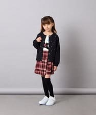 KJCJD02044 a.v.v KIDS(アー・ヴェ・ヴェ) [120-160]【洗える/イージーケア】刺繍カットソーカーディガン ブラック