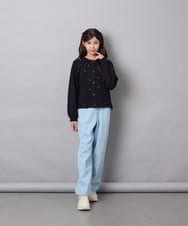KJCJD02044 a.v.v KIDS(アー・ヴェ・ヴェ) [120-160]【洗える/イージーケア】刺繍カットソーカーディガン ブラック