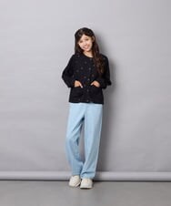 KJCJD02044 a.v.v KIDS(アー・ヴェ・ヴェ) [120-160]【洗える/イージーケア】刺繍カットソーカーディガン ブラック