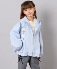 KJCJD03044 a.v.v KIDS(アー・ヴェ・ヴェ) [130-160]【イージーケア】レースアップダンボールパーカー ライトブルー