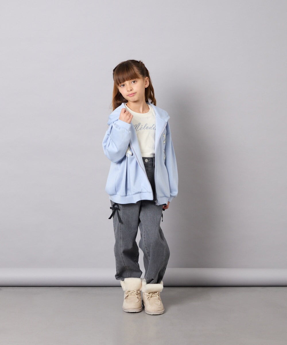 KJCJD03044 a.v.v KIDS(アー・ヴェ・ヴェ) [130-160]【イージーケア】レースアップダンボールパーカー ライトブルー