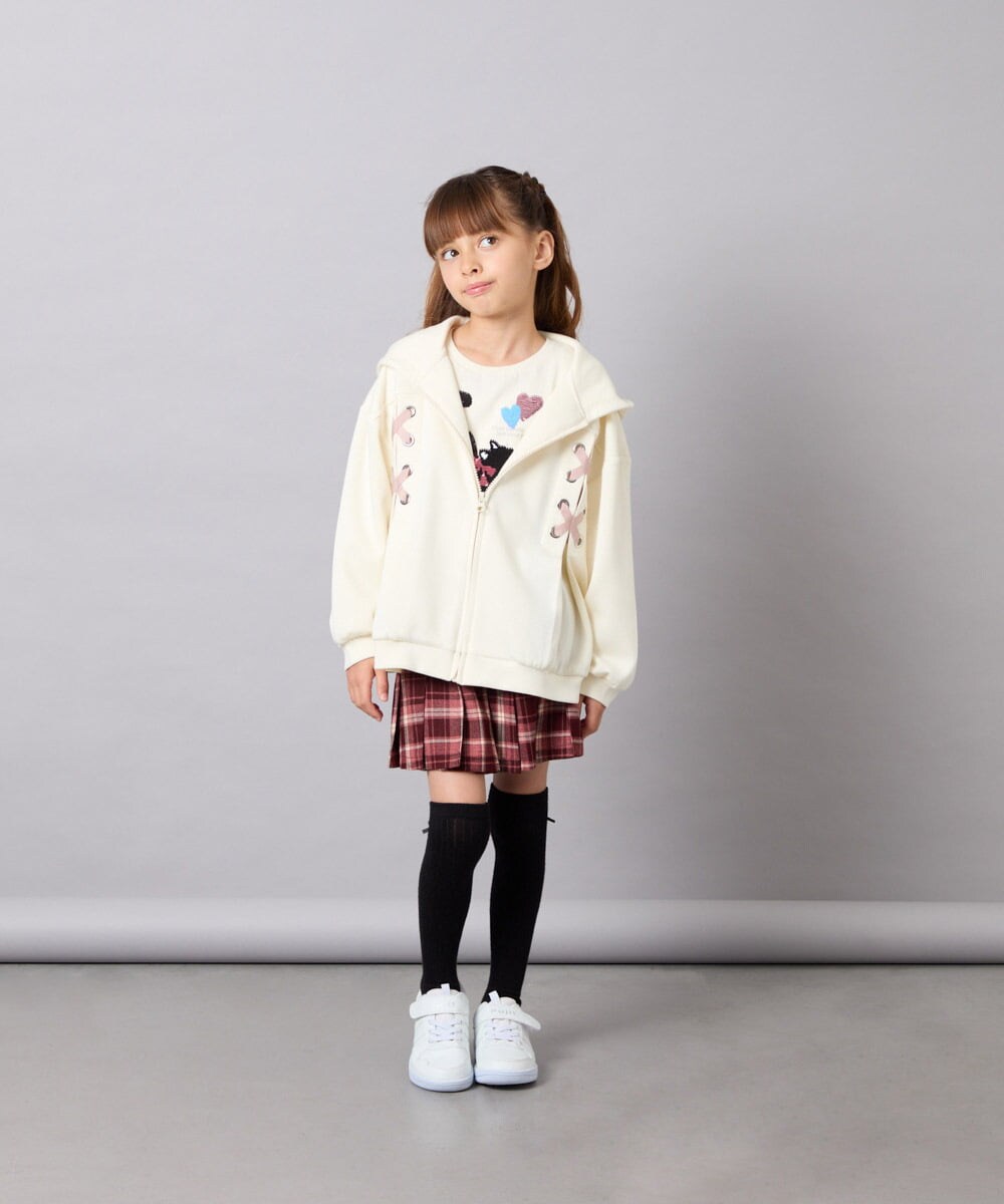 KJCJD03044 a.v.v KIDS(アー・ヴェ・ヴェ) [130-160]【イージーケア】レースアップダンボールパーカー アイボリー