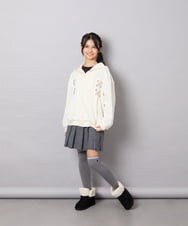 KJCJD03044 a.v.v KIDS(アー・ヴェ・ヴェ) [130-160]【イージーケア】レースアップダンボールパーカー アイボリー