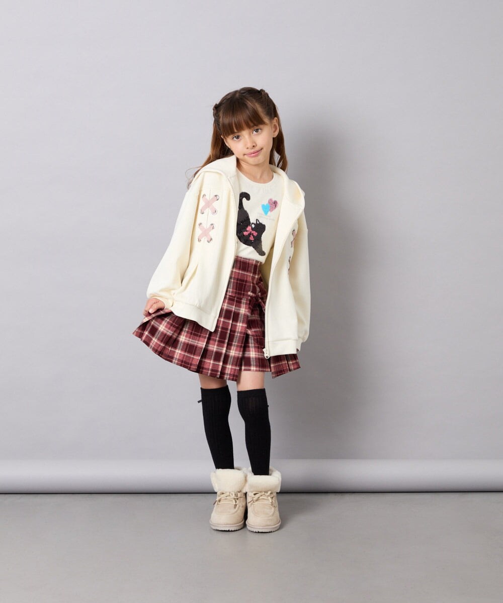 KJCJD03044 a.v.v KIDS(アー・ヴェ・ヴェ) [130-160]【イージーケア】レースアップダンボールパーカー アイボリー