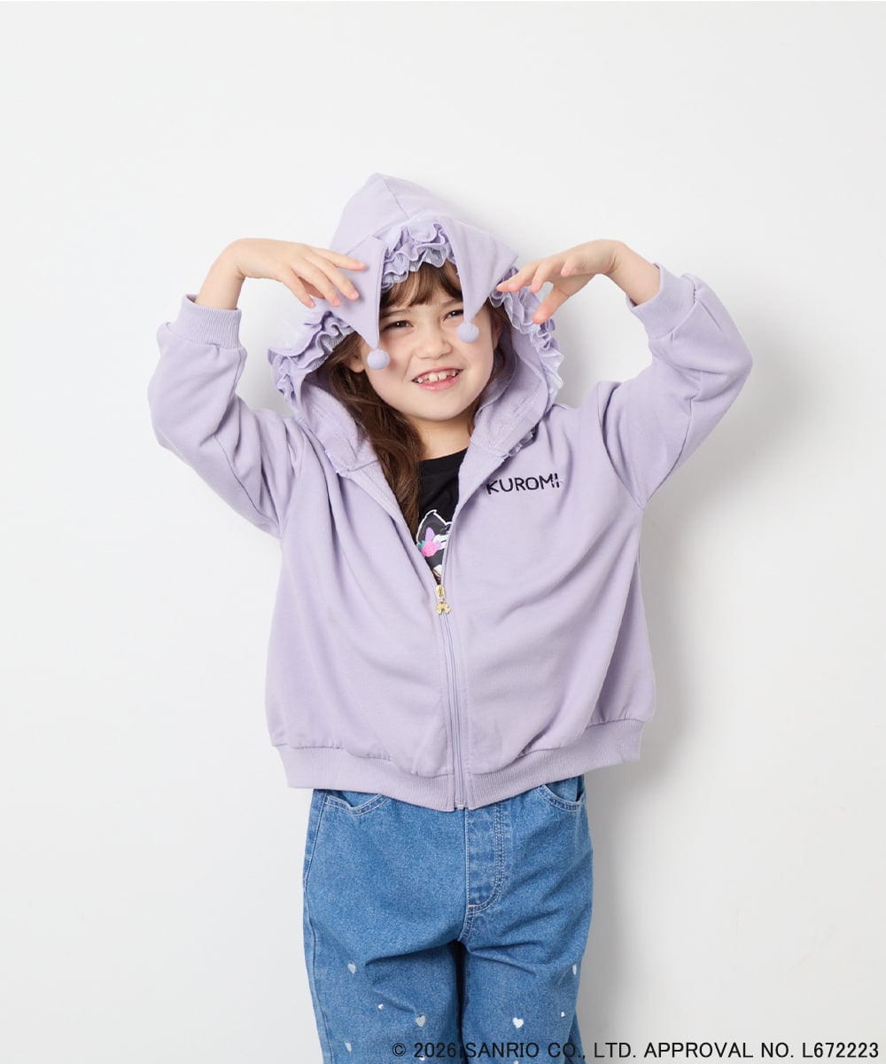 KJCJD05059 a.v.v KIDS(アー・ヴェ・ヴェ) [110-160]【サンリオ/数量限定/毛玉になりにくい/速乾】クロミパーカー ラベンダー