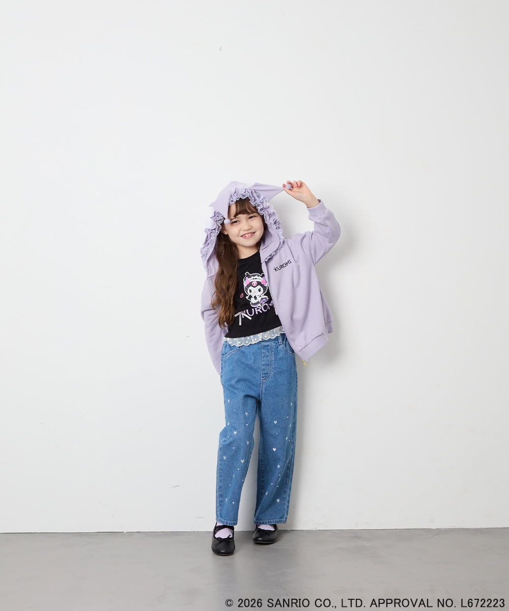 KJCJD05059 a.v.v KIDS(アー・ヴェ・ヴェ) [110-160]【サンリオ/数量限定/毛玉になりにくい/速乾】クロミパーカー ラベンダー