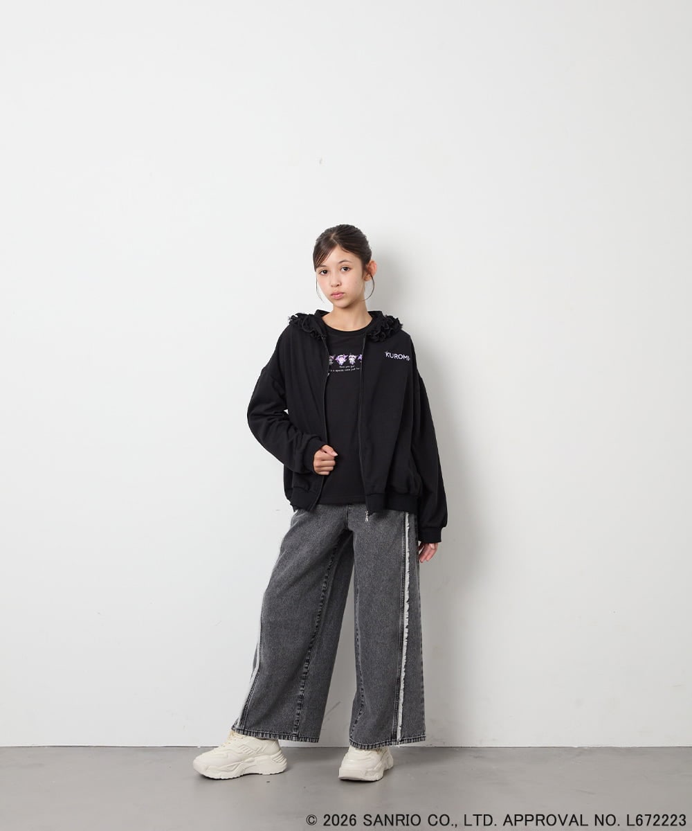 KJCJD05059 a.v.v KIDS(アー・ヴェ・ヴェ) [110-160]【サンリオ/数量限定/毛玉になりにくい/速乾】クロミパーカー ブラック
