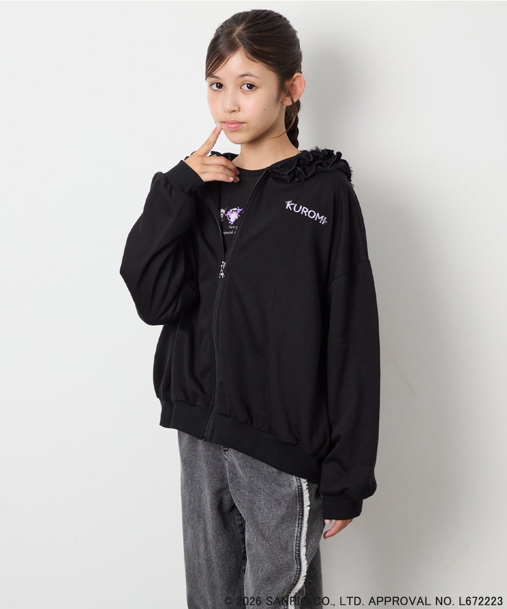 KJCJD05059 a.v.v KIDS(アー・ヴェ・ヴェ) [110-160]【サンリオ/数量限定/毛玉になりにくい/速乾】クロミパーカー ブラック