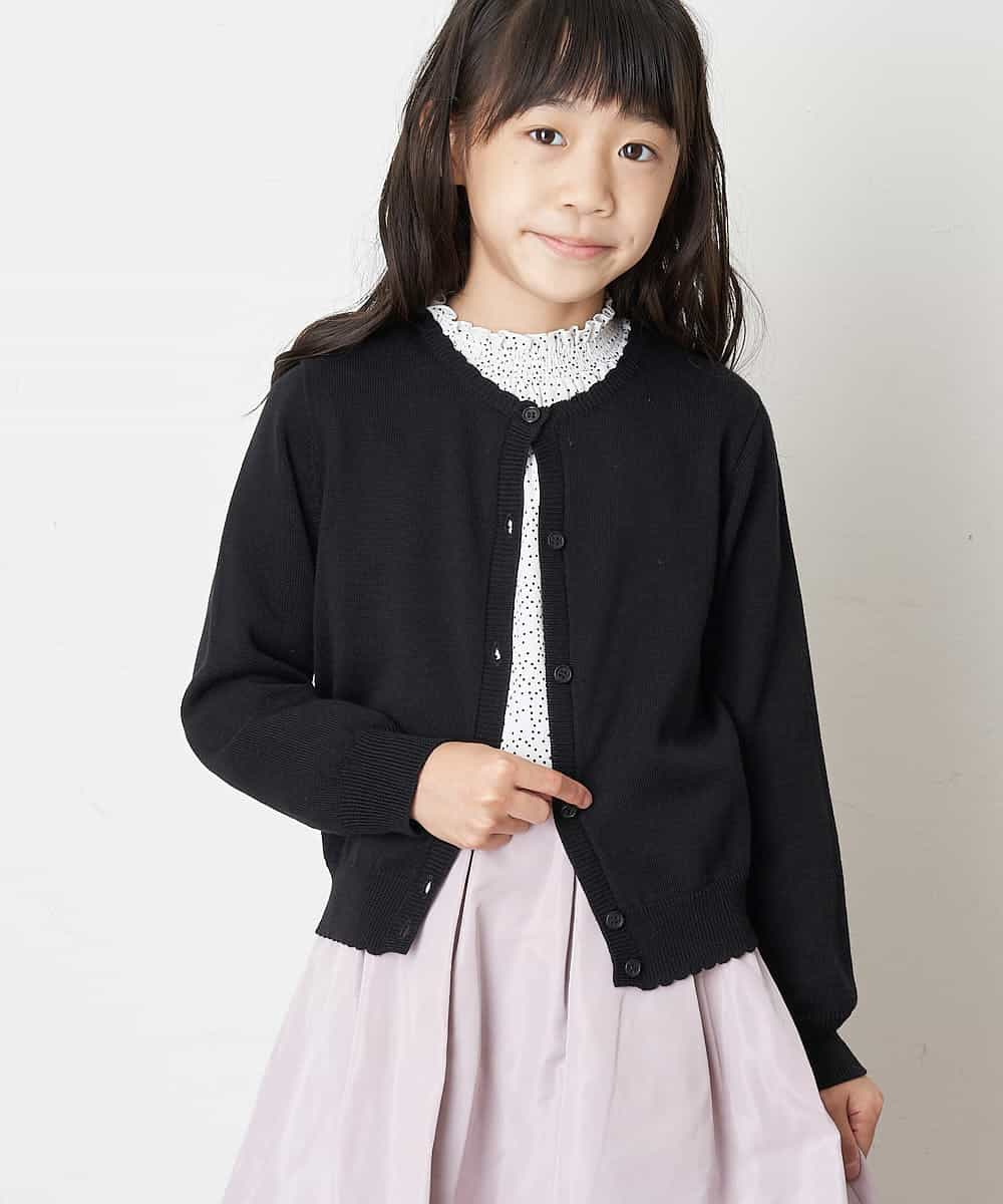 KJCJJ01024 a.v.v KIDS(アー・ヴェ・ヴェ) [100-130]【洗える】ベーシッククルーネックカーディガン[WEB限定サイズ] ブラック