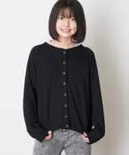 KJCJM21029 a.v.v KIDS(アー・ヴェ・ヴェ) [100-130]リングドットサカリバカーディガン ブラック