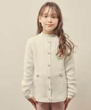 KJCJP30039 a.v.v KIDS(アー・ヴェ・ヴェ) [110-130]ツイードジャケット風ニットカーディガン ホワイト