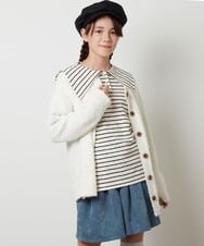 KJCJU30044 a.v.v KIDS(アー・ヴェ・ヴェ) [160]カールヤーンカーディガン アイボリー