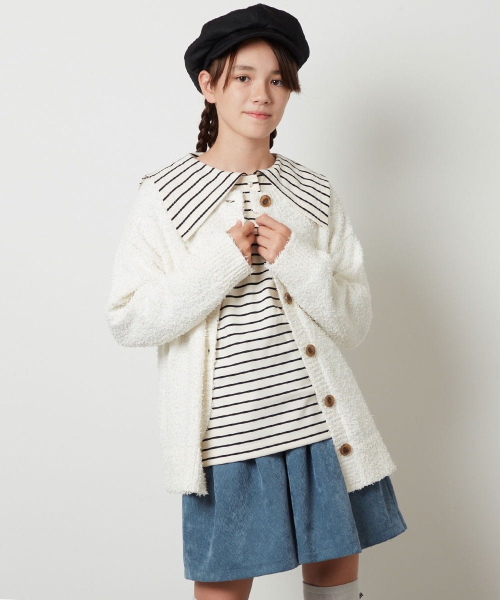 KJCJU30044 a.v.v KIDS(アー・ヴェ・ヴェ) [160]カールヤーンカーディガン アイボリー