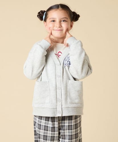 KJCKA41039 a.v.v KIDS [130-160]ワンポイント刺繍カーディガン