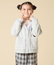 KJCKA41039 a.v.v KIDS(アー・ヴェ・ヴェ) [130-160]ワンポイント刺繍カーディガン ライトグレー