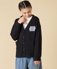 KJCKA41039 a.v.v KIDS(アー・ヴェ・ヴェ) [130-160]ワンポイント刺繍カーディガン ライトグレー