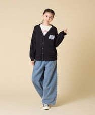 KJCKA41039 a.v.v KIDS(アー・ヴェ・ヴェ) [130-160]ワンポイント刺繍カーディガン ライトグレー